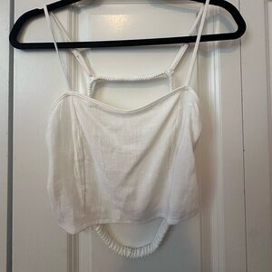 Kendall and Kylie cropped white open back tank top